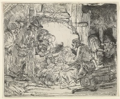 Adorazione dei pastori con lampada da Rembrandt van Rijn